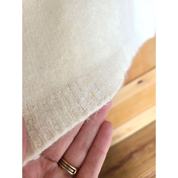 Cezanne Silk Angora Lambswool‎ Cream Beaded Wool Sweater LARGE Winter Snowflake - Picture 6 of 6